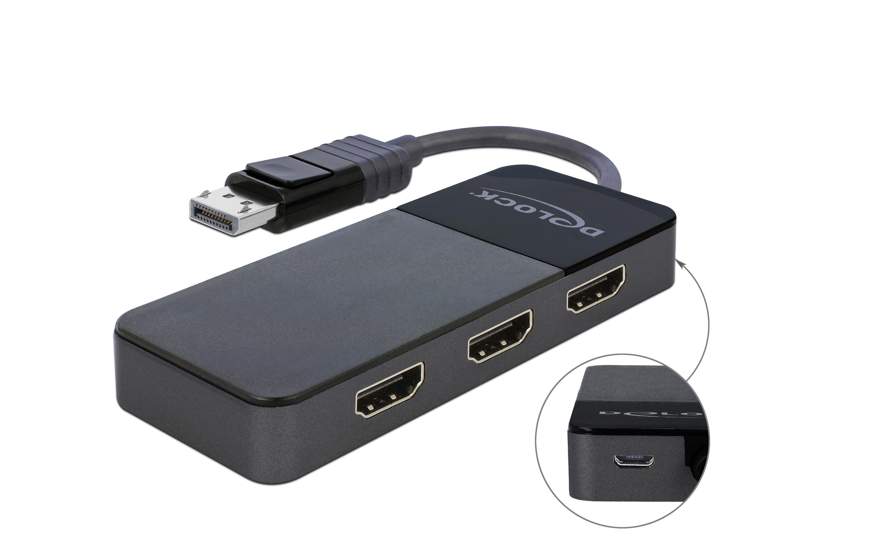Delock 3-Port Signalsplitter DisplayPort - 3x HDMI Delock 3-Port Signalsplitter DisplayPort - 3x HDMI