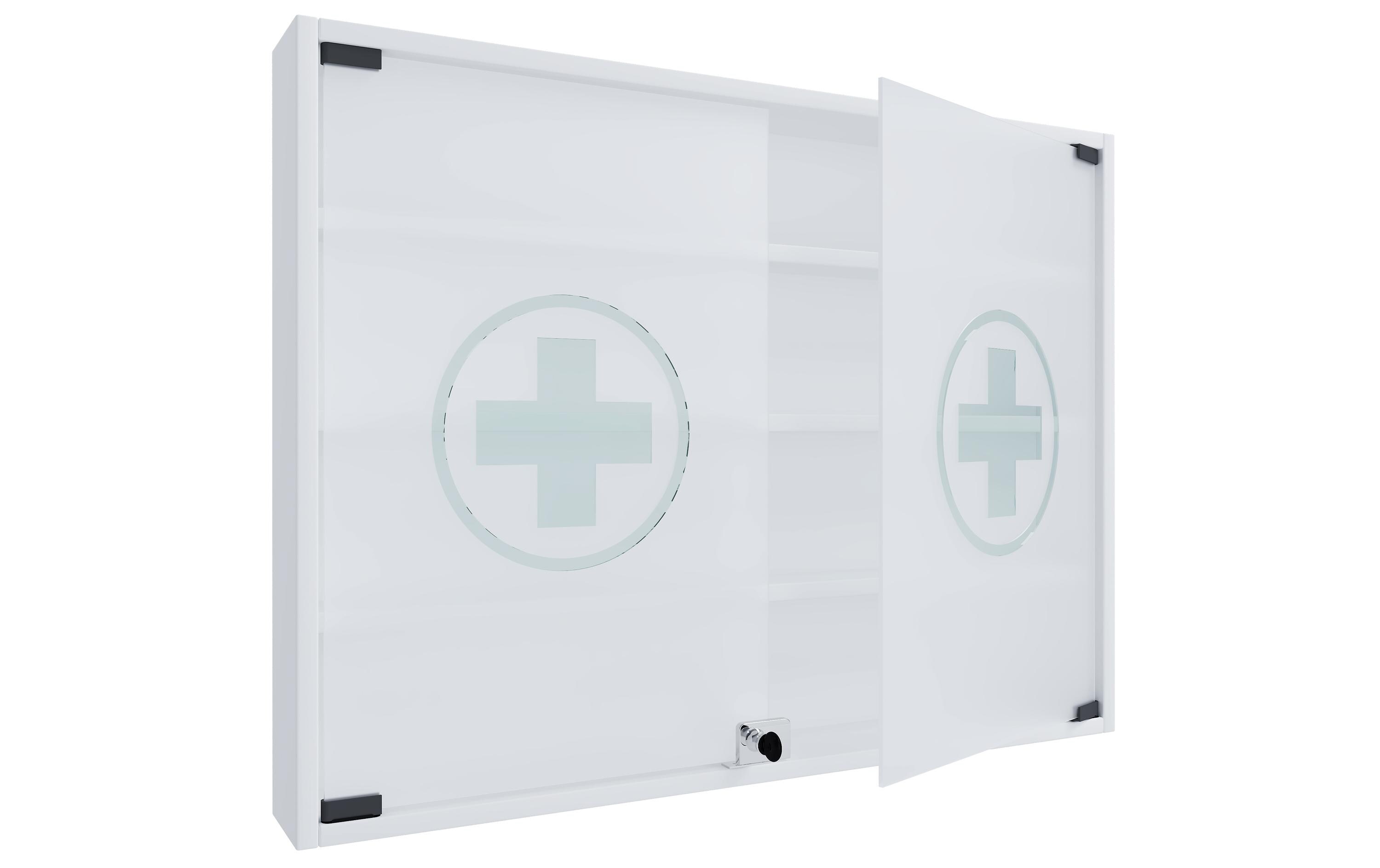 VCM Erste Hilfe Schrank Hustila L 60 x 80 x 10 cm, Weiss