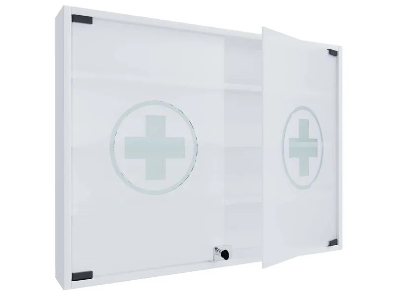VCM Erste Hilfe Schrank Hustila L 60 x 80 x 10 cm, Weiss