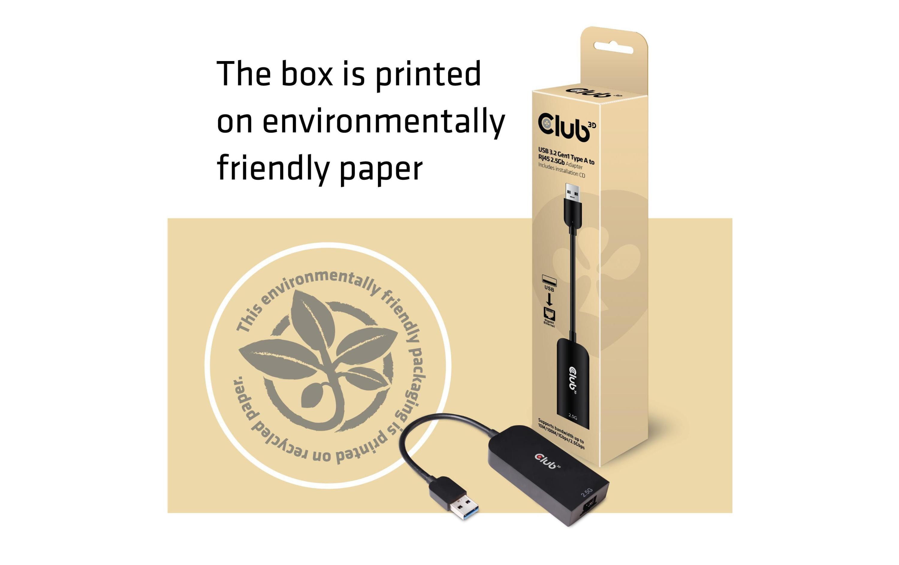 Club 3D Adapter USB 3.2 Gen1 Type A auf RJ45 2.5Gbps