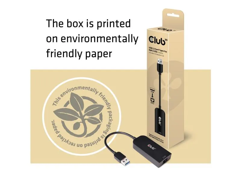 Club 3D Adapter USB 3.2 Gen1 Type A auf RJ45 2.5Gbps Club 3D Adapter USB 3.2 Gen1 Type A auf RJ45 2.5Gbps
