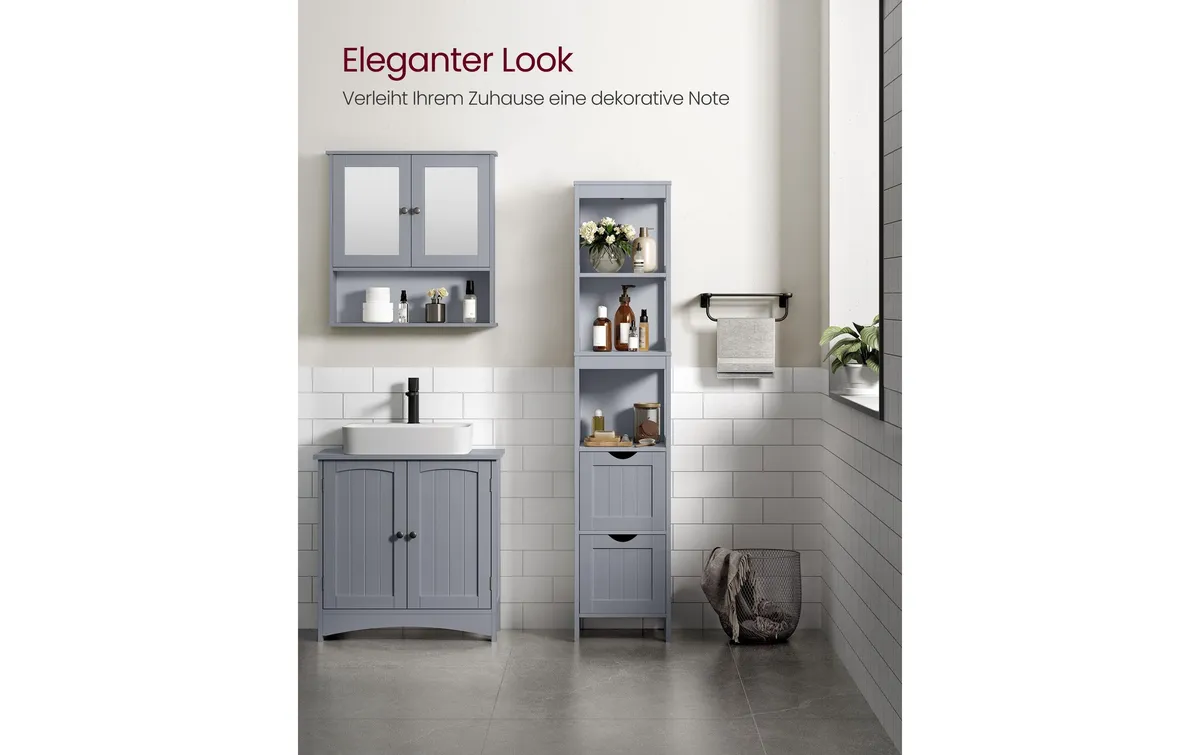 VASAGLE Kommode in Landhausstil 30 x 141.5 cm, Grau