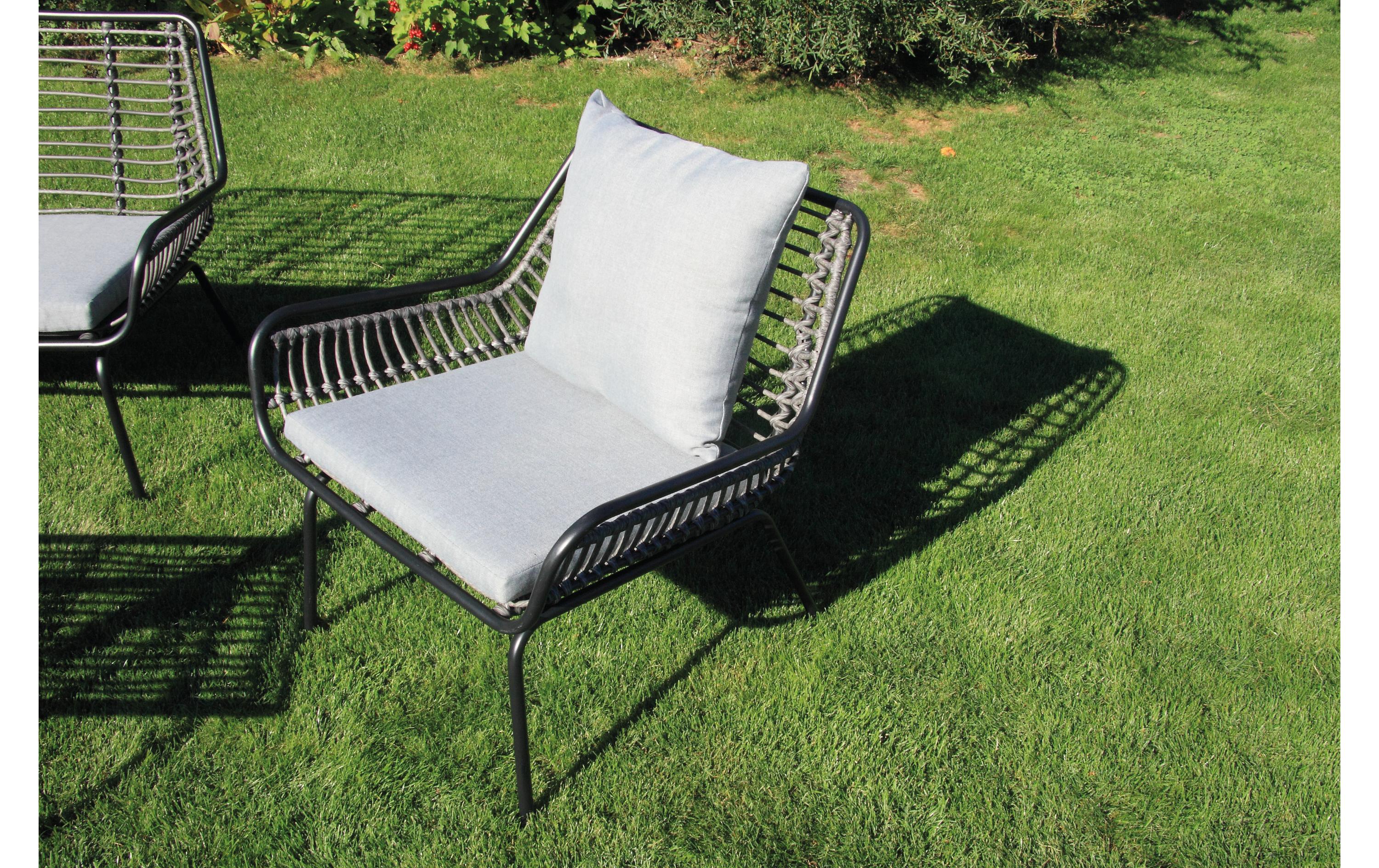 Acamp Loungeset Boston Grau/Schwarz, 4 Sitzplätze