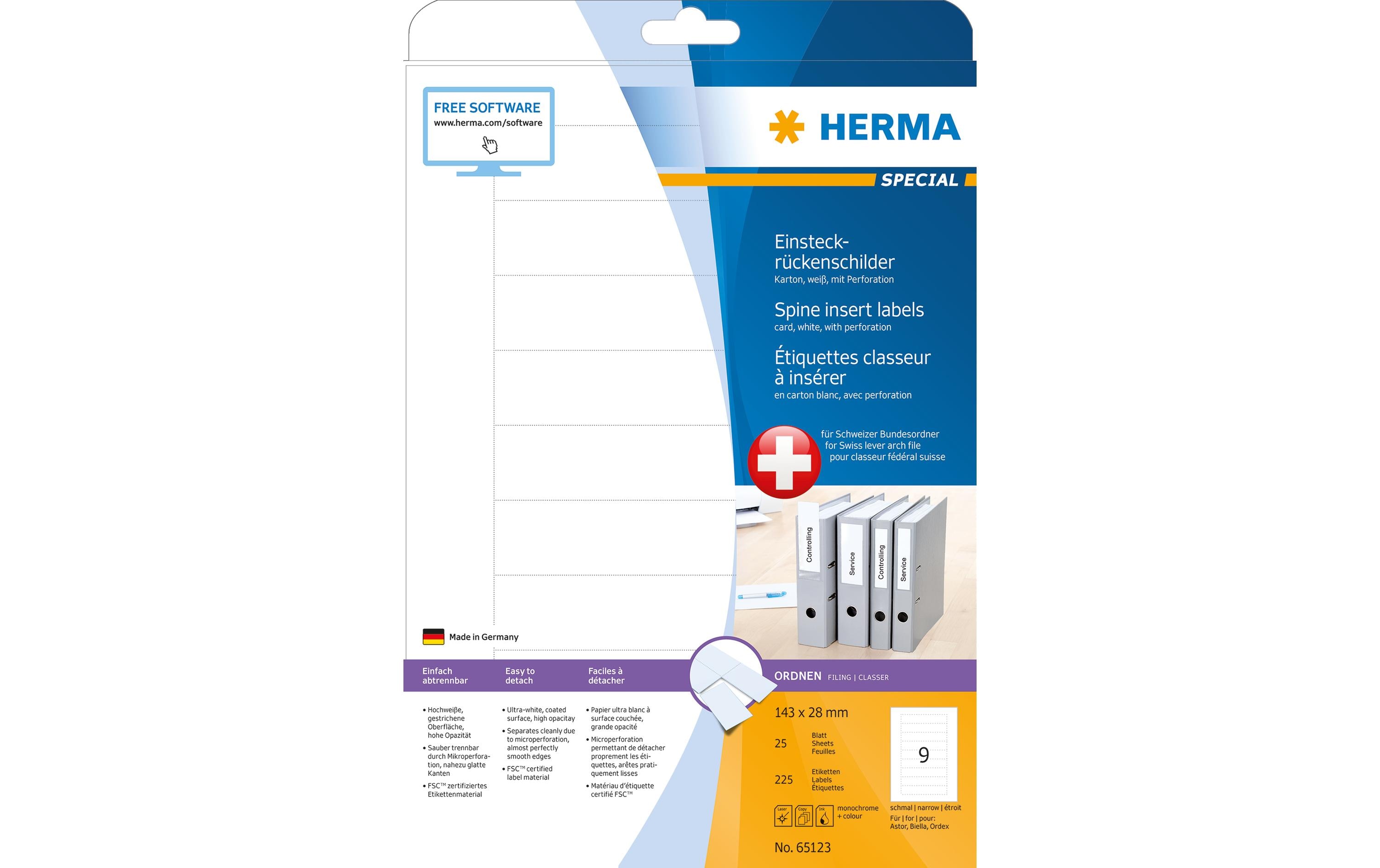 HERMA Rückenschilder A4 225 Etiketten à 25 Blatt