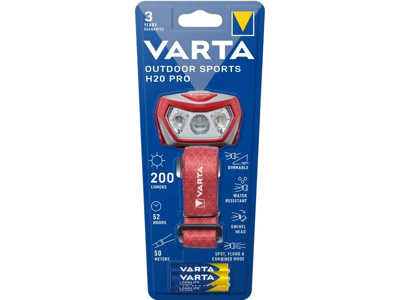 Varta Stirnlampe Outdoor Sports H20 Pro Rot Varta Stirnlampe Outdoor Sports H20 Pro Rot