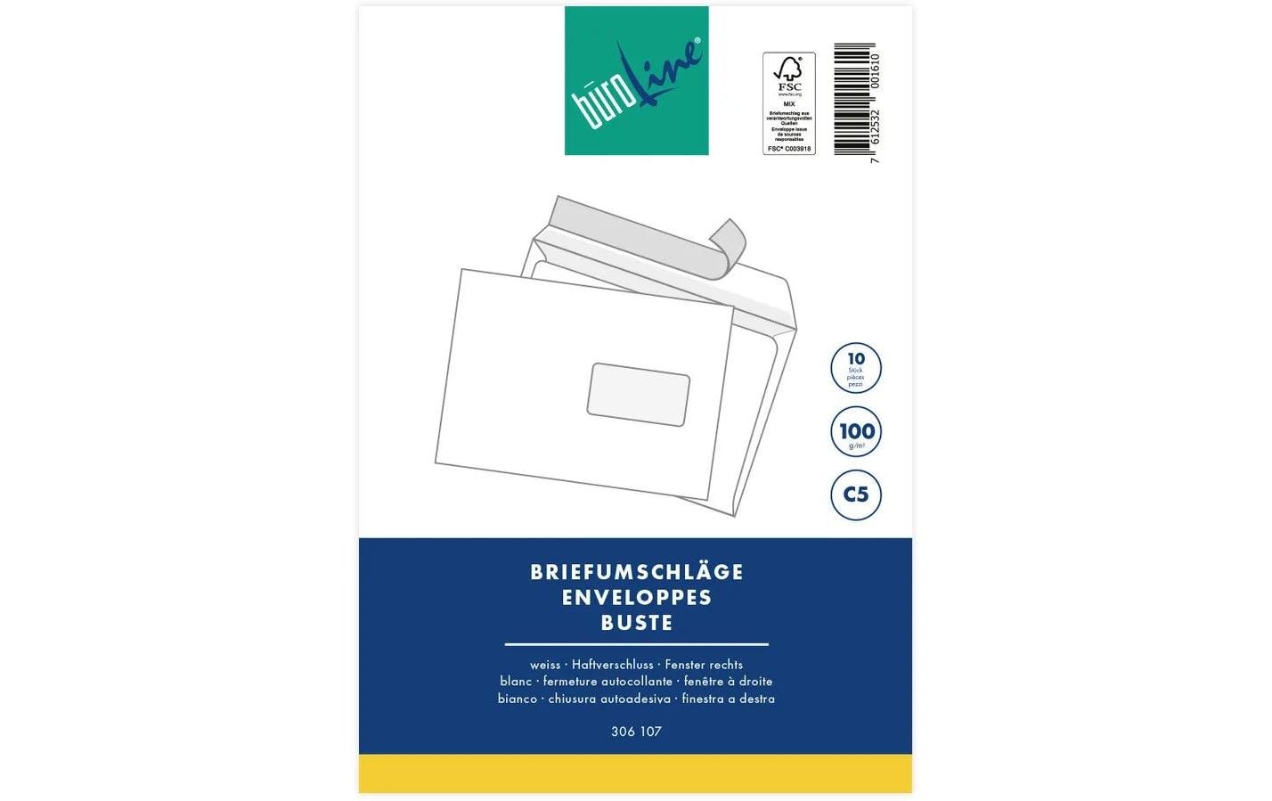 Büroline Couvert mit Fenster C5 Blister Weiss, 10 Stück