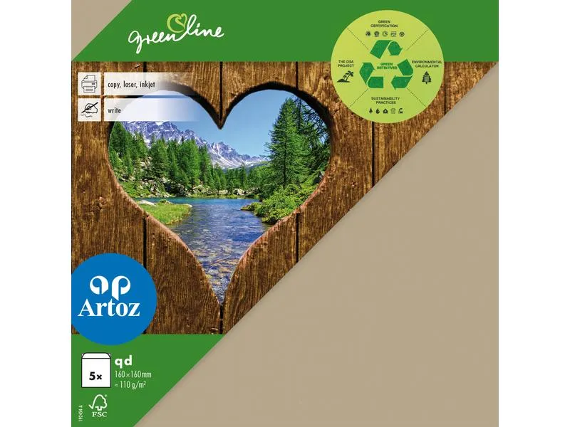 Artoz Couvert Green Line 16 x 16 cm, 5 Stück, Hellbraun Artoz Couvert Green Line 16 x 16 cm, 5 Stück, Hellbraun