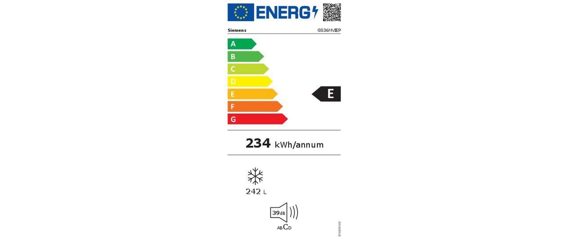Siemens Gefrierschrank GS36NVIEP Rechts/Wechselbar, Silber