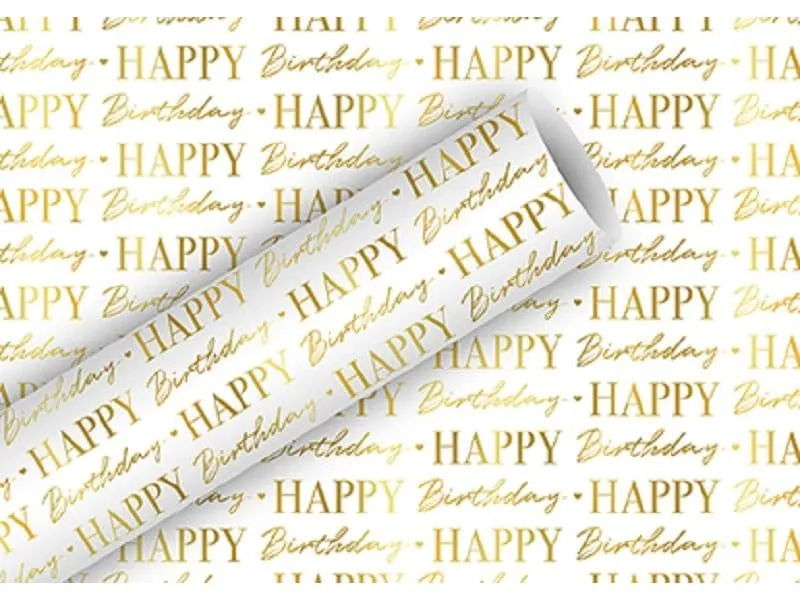 Braun + Company Geschenkpapier Graphic Birthday 1.5 m x 70 cm, Gold/Weiss Braun + Company Geschenkpapier Graphic Birthday 1.5 m x 70 cm, Gold/Weiss