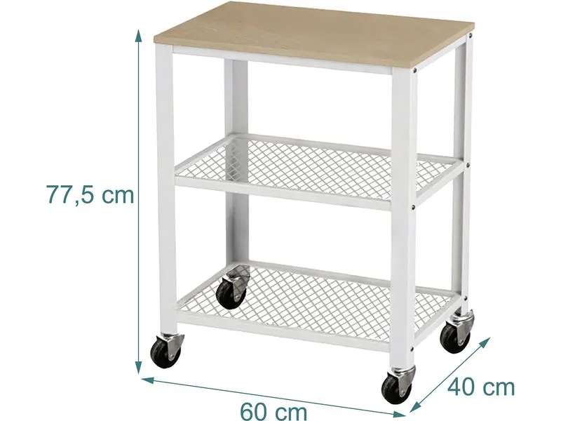 relaxdays Küchenwagen 77.5 x 60 cm Natur-Weiss relaxdays Küchenwagen 77.5 x 60 cm Natur-Weiss