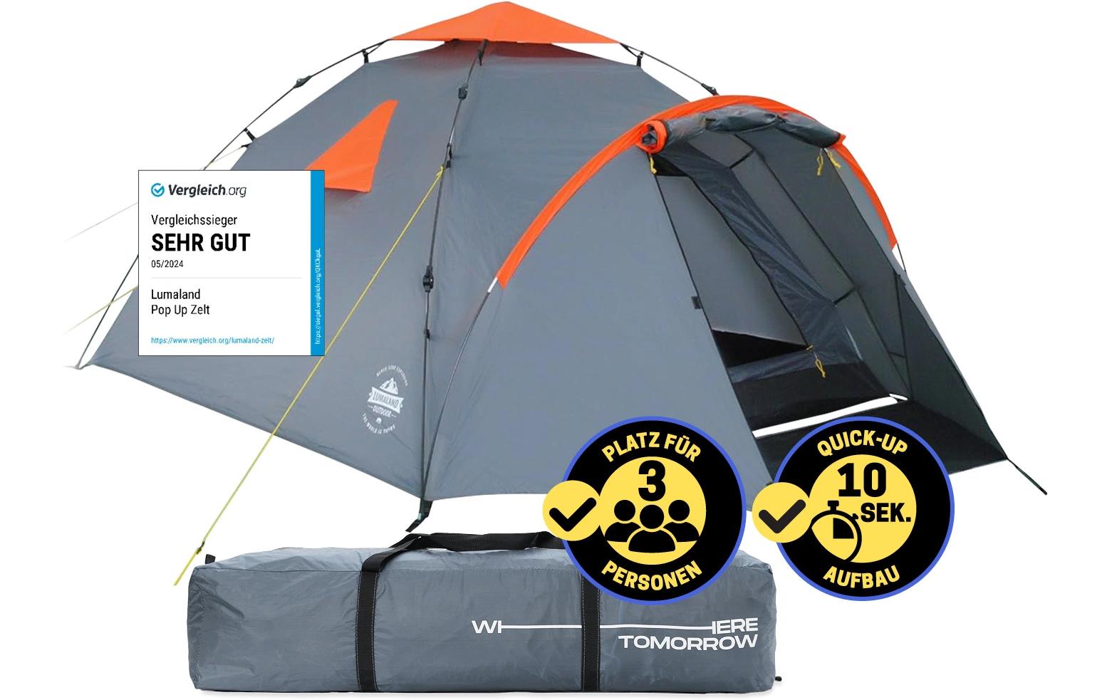 Where tomorrow Drei Personenzelt Pop-Up - Grau Where tomorrow Drei Personenzelt Pop-Up - Grau