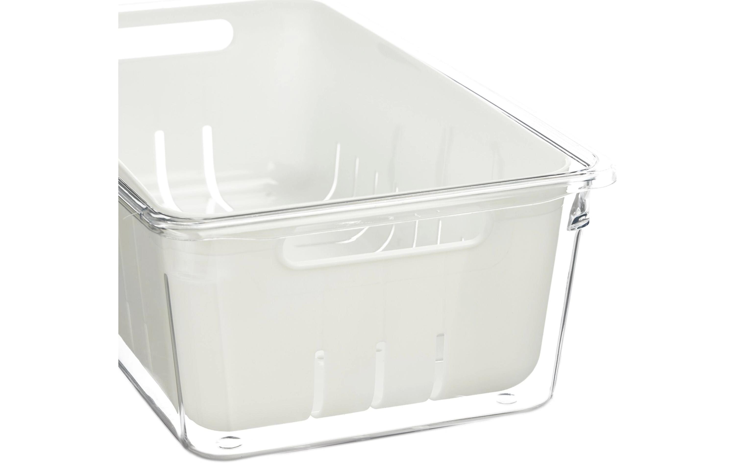 relaxdays Kühlschrankorganizer 600 g, 2 Stück, Transparent/Weiss