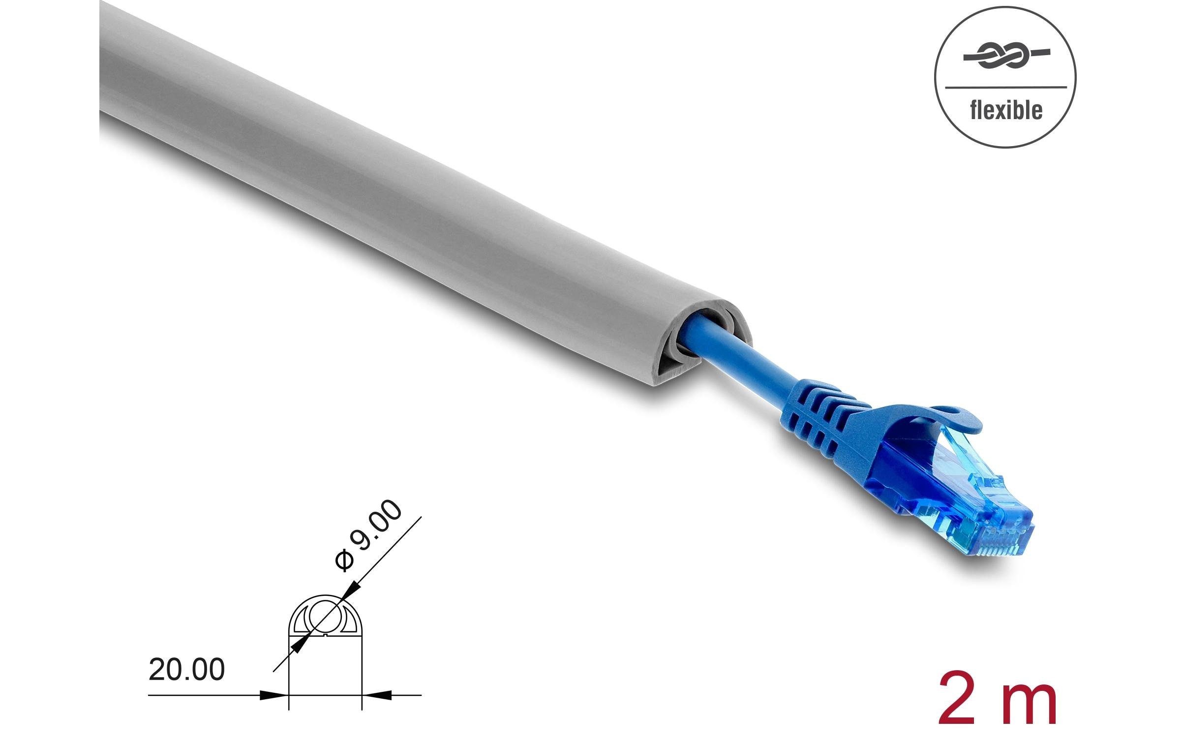 Delock Kabelkanal PVC flexibel 2 m x 20 mm Grau
