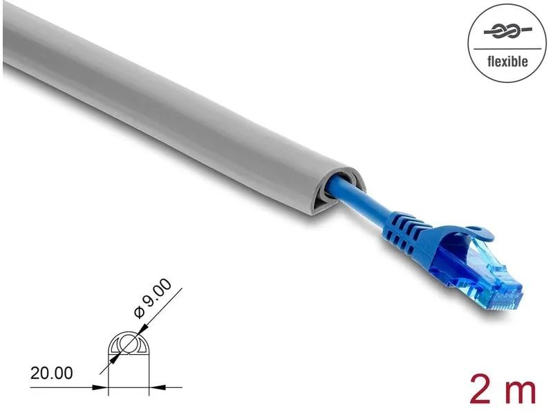Delock Kabelkanal PVC flexibel 2 m x 20 mm Grau Delock Kabelkanal PVC flexibel 2 m x 20 mm Grau