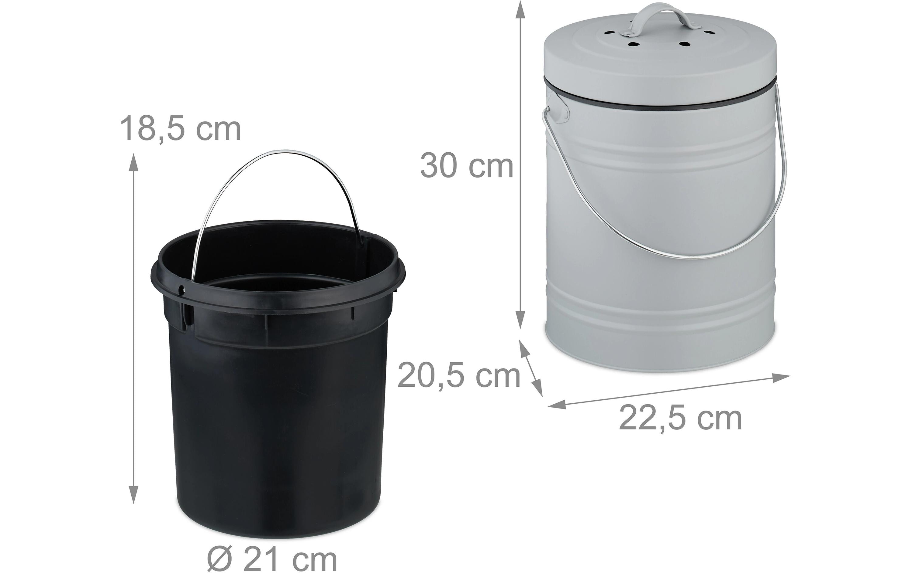 relaxdays Komposteimer mit Geruchsfilter, 5 l, Grau