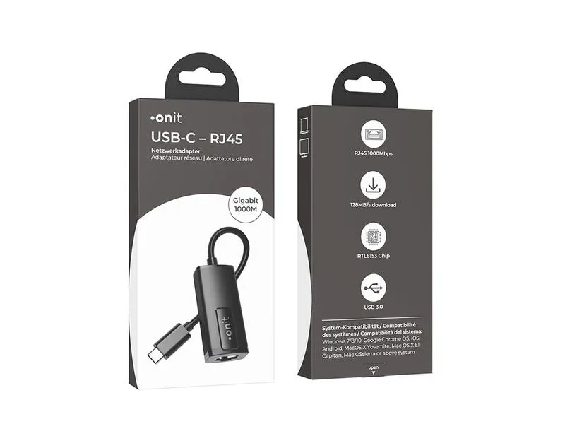 onit Netzwerk-Adapter USB-C – RJ45 Gigabit-LAN