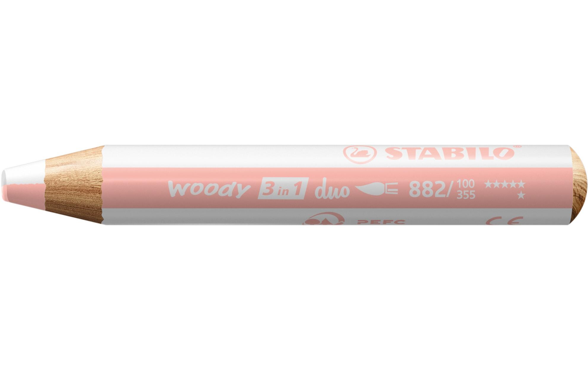 STABILO Wachsmalstifte Woody 3 in 1 duo Weiss / Apricot STABILO Wachsmalstifte Woody 3 in 1 duo Weiss / Apricot