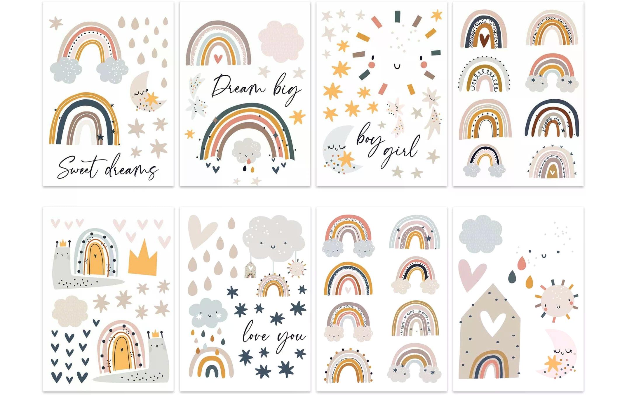 Papierdrachen Wandtattoo-Set Regenbogen Papierdrachen Wandtattoo-Set Regenbogen