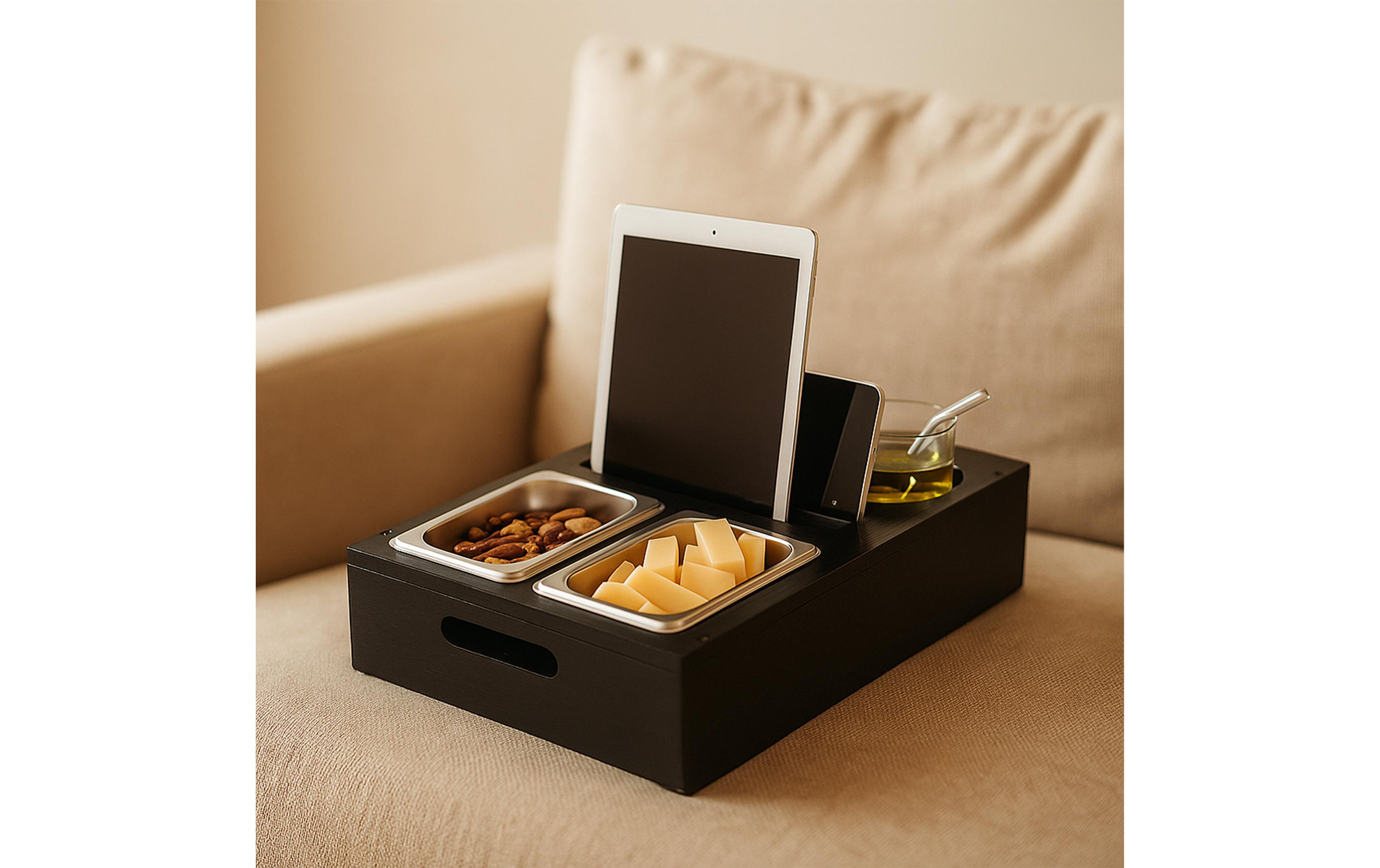 relaxdays Serviertablett mit Snackschalen Schwarz
