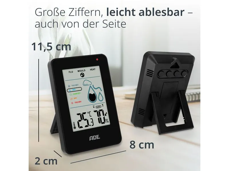 ADE Thermo-/Hygrometer digital Schwarz