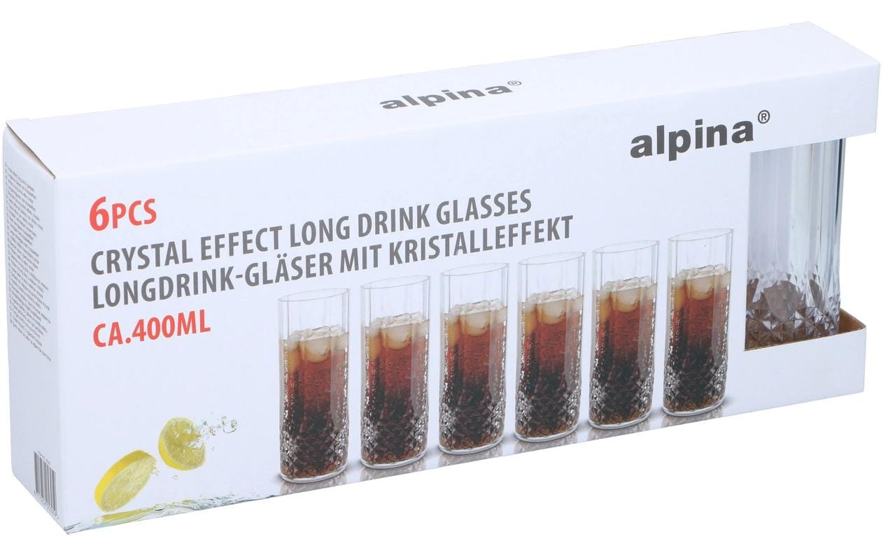 alpina Longdrinkglas 400 ml, 6 Stück, Transparent