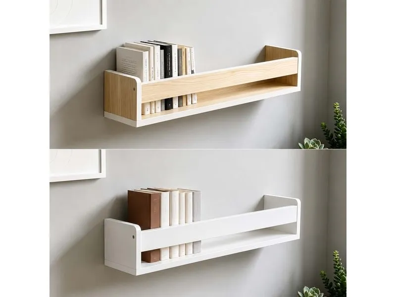 relaxdays Wandregal 3er Set, MDF, Weiss, 58 x 12 x 10 cm