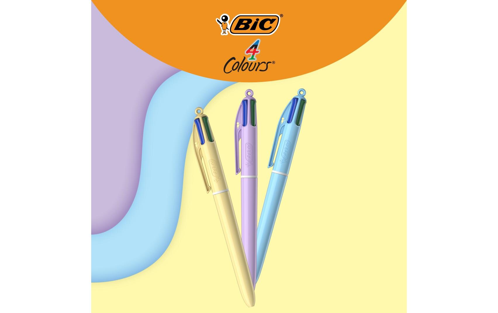 BIC Mehrfarbenkugelschreiber 4 Colours Pastel 3 Stück