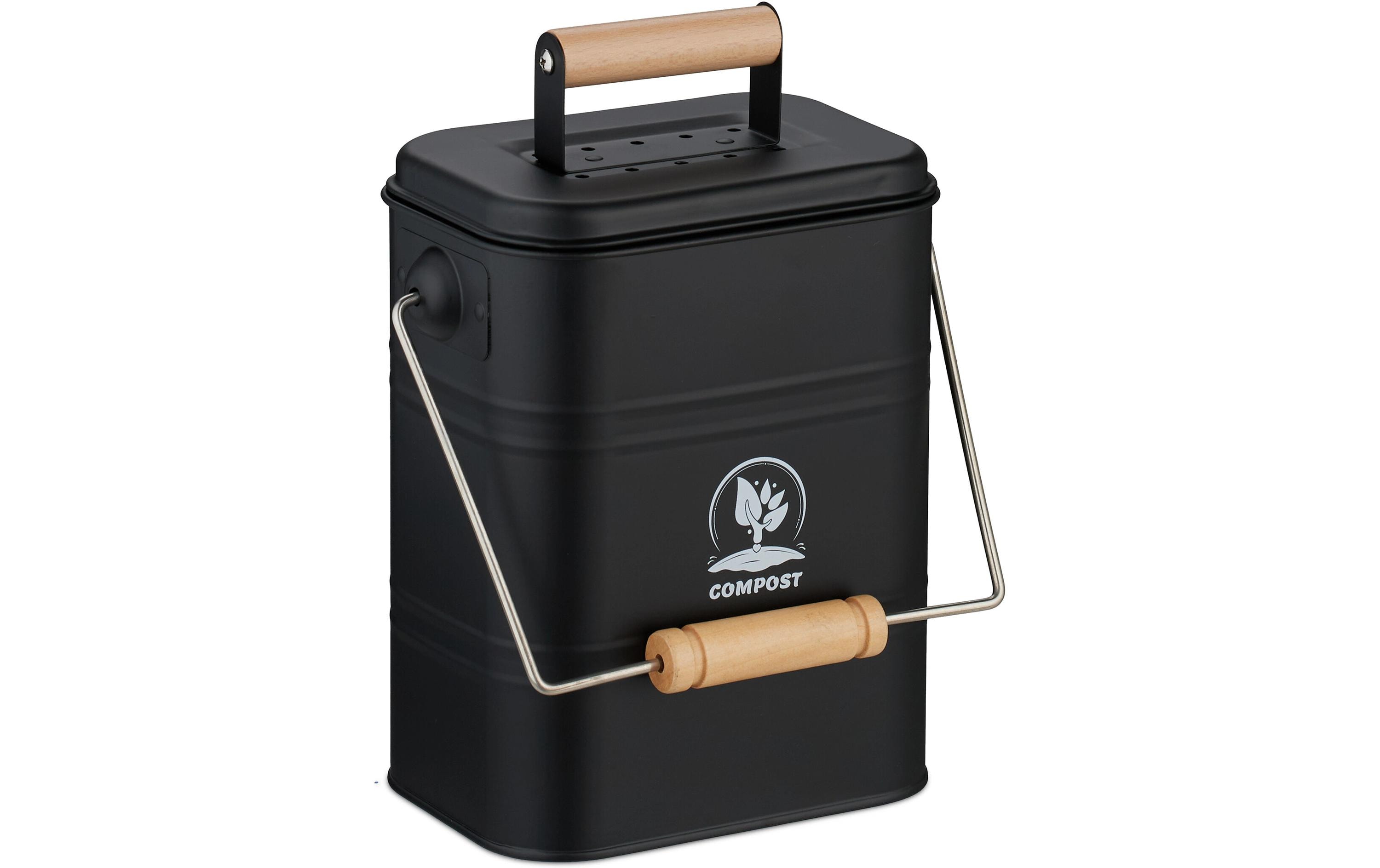 relaxdays Komposteimer 3.5 l, Hellbraun/Schwarz