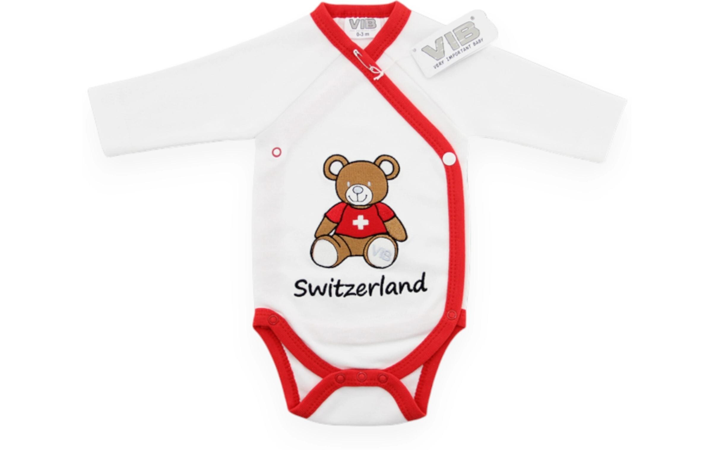 Very Important Baby Body Bär + Switzerland Weiss/Rot