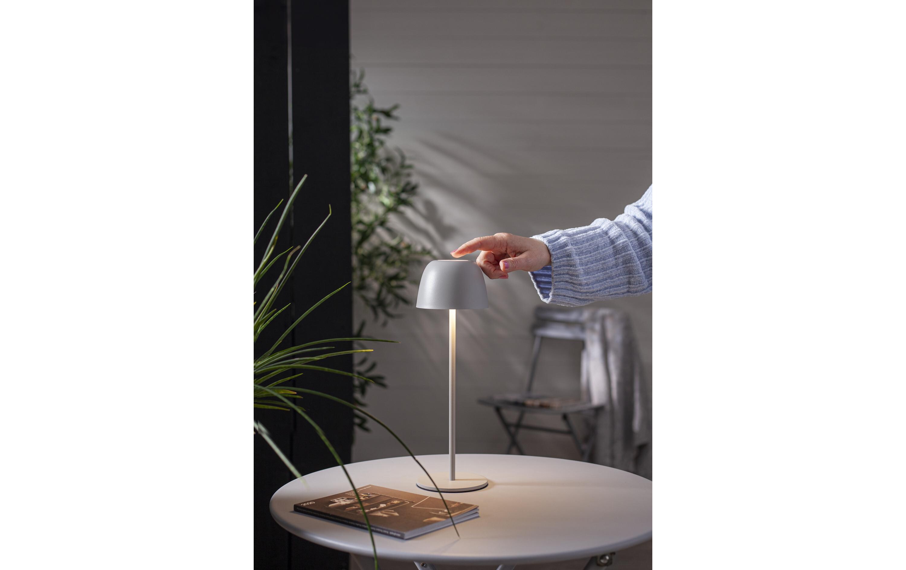 Star Trading Akku-Tischleuchte Ronda IP54, Warmweiss, Grau