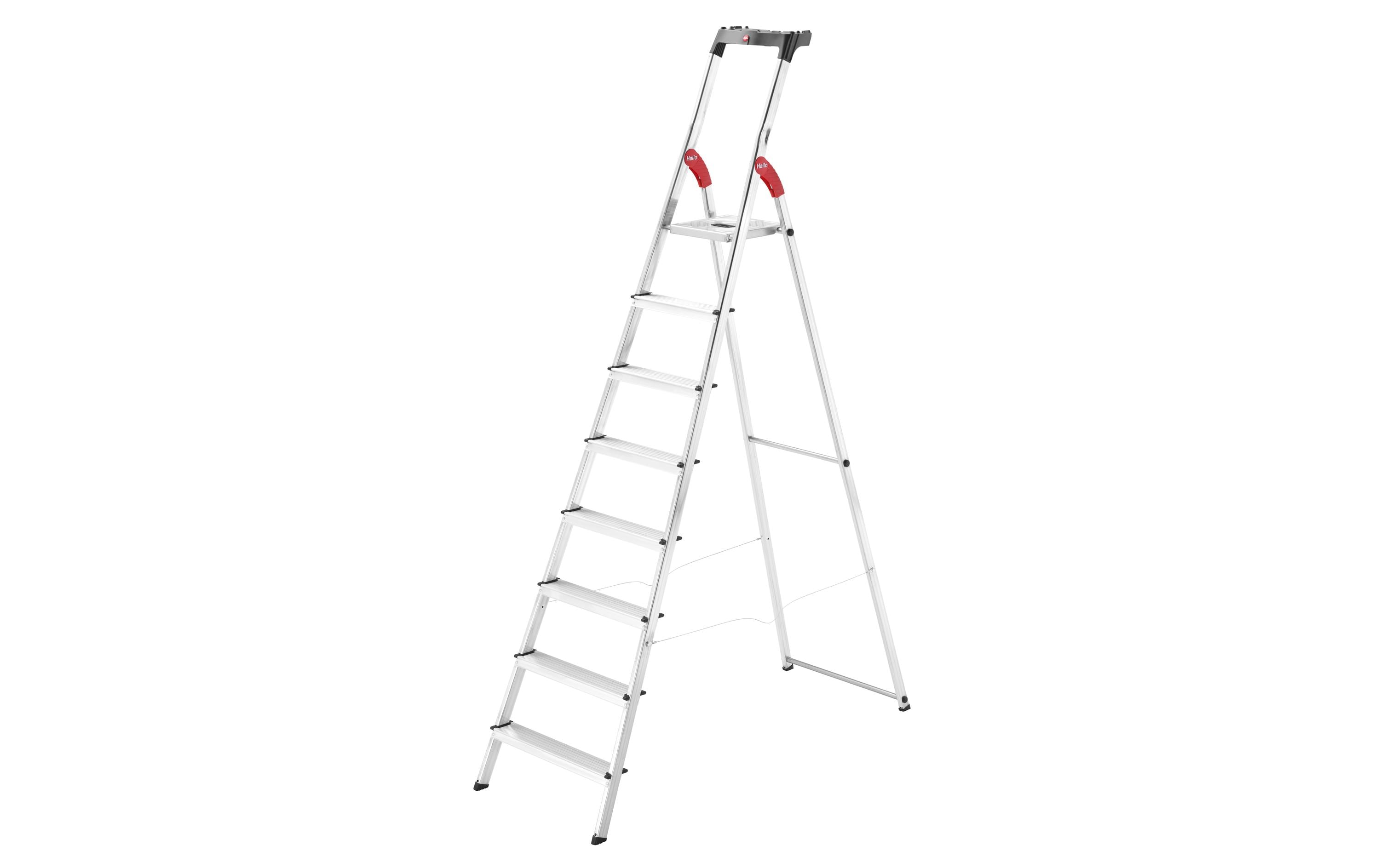 Hailo Bockleiter L60, Alu, mit Arbeitsschale 8 Stufen Hailo Bockleiter L60, Alu, mit Arbeitsschale 8 Stufen