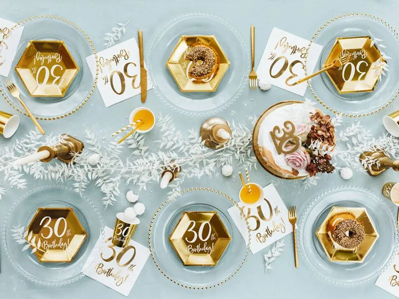 Partydeco Geburtstagskerze Zahl 30 Gold Glitzer