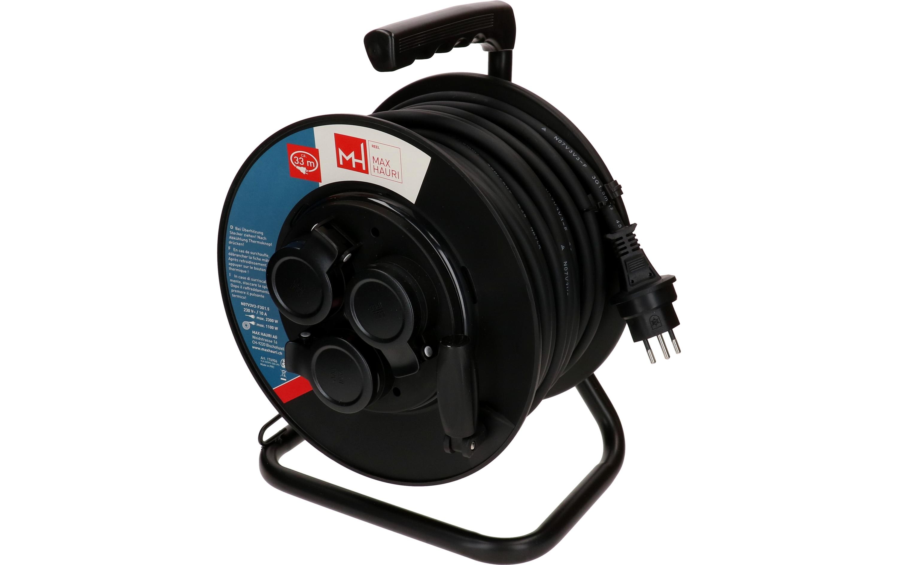 Max Hauri Kabelrolle 3x Typ 13 IP55 33m schwarz Max Hauri Kabelrolle 3x Typ 13 IP55 33m schwarz
