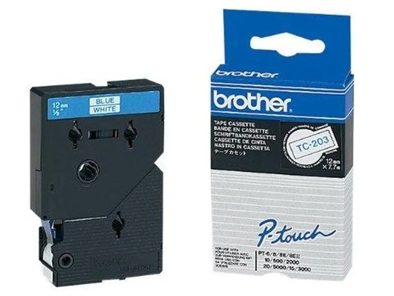Brother Beschriftungsband TC-203 Blau auf Weiss