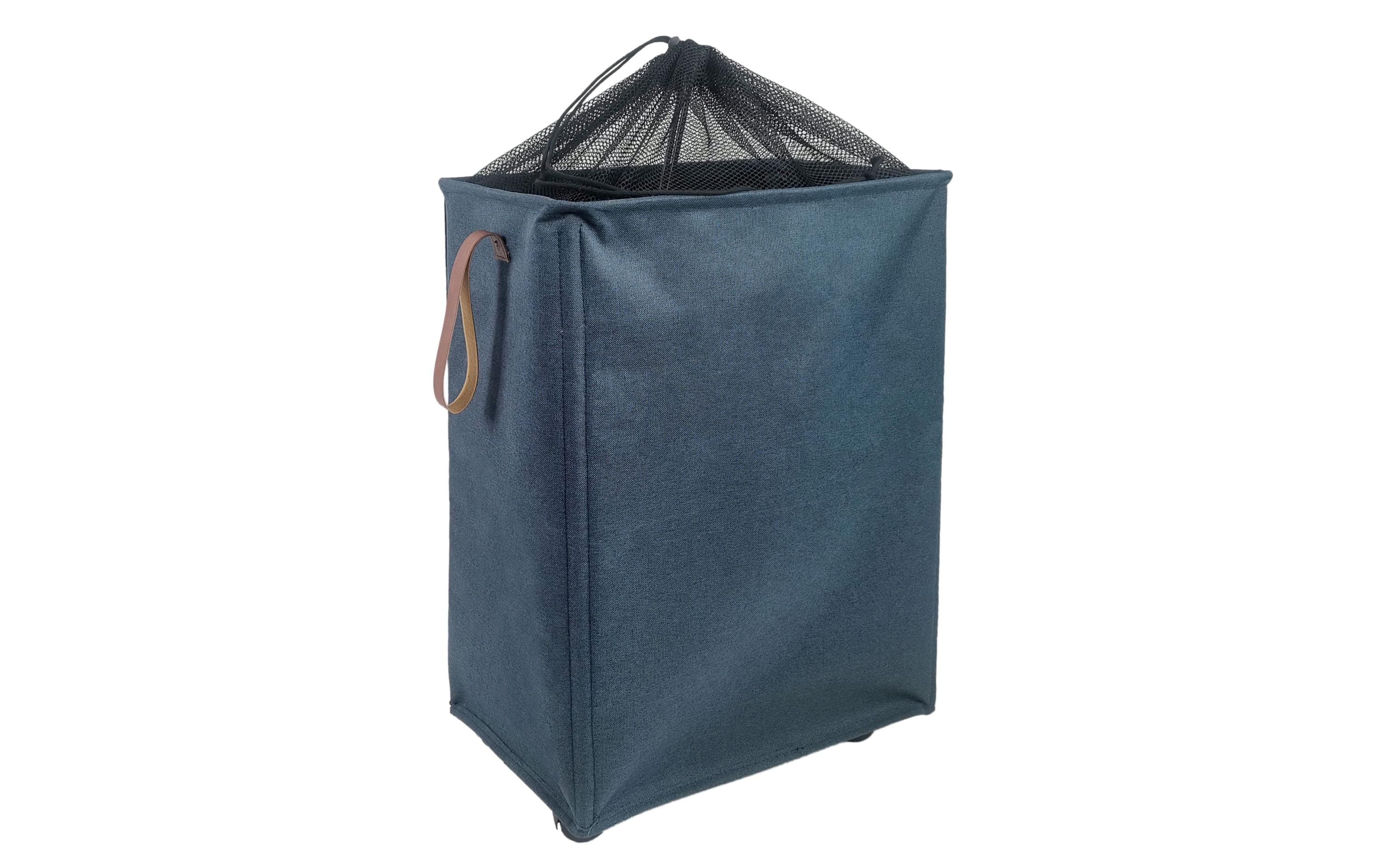 diaqua® Wäschekorb Levi mit Rollen 50 l, Dunkelblau