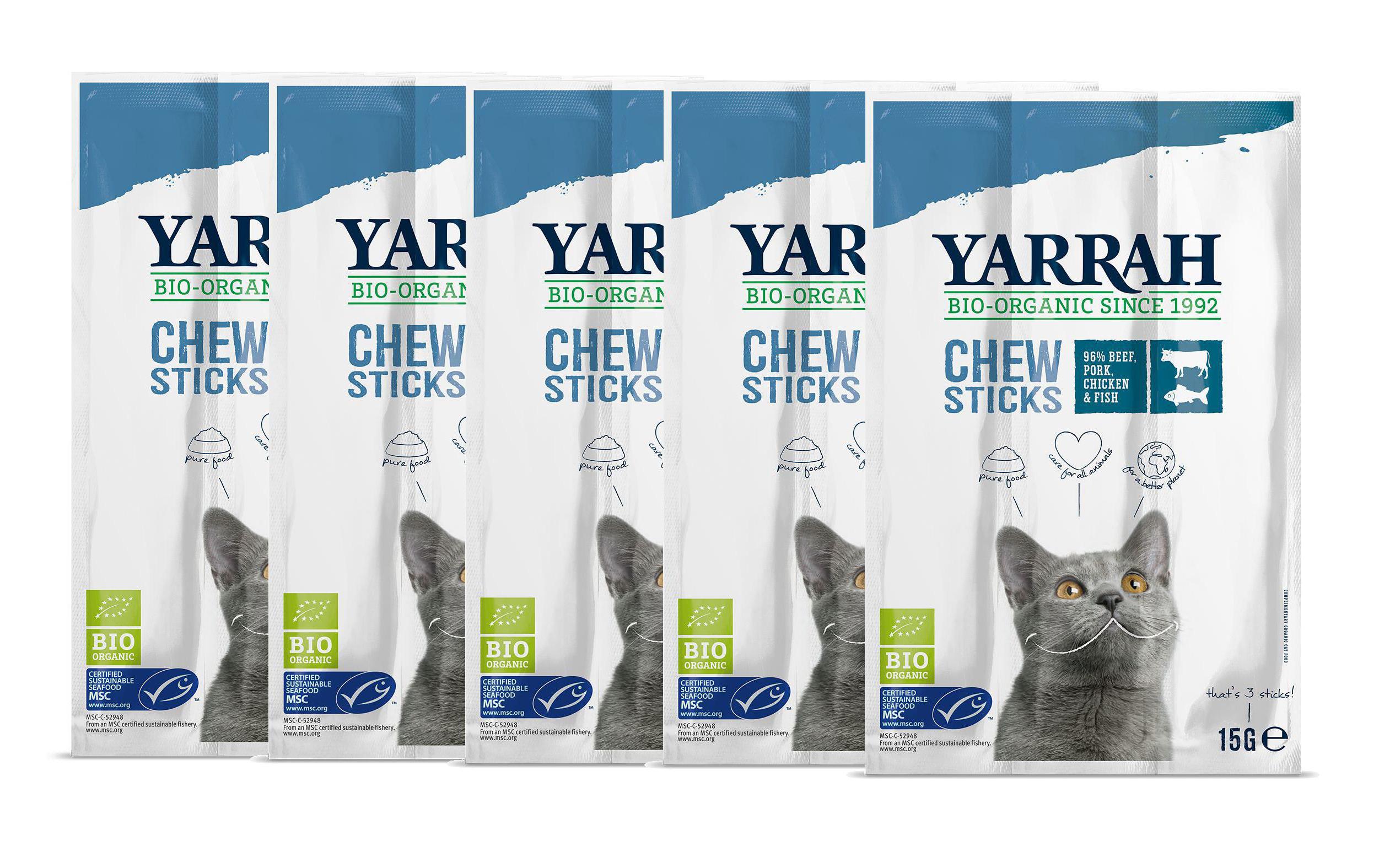 Yarrah Katzen-Kauartikel Chew Sticks BIO, 5 x 15 g