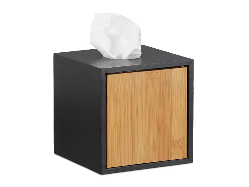 relaxdays Kosmetiktuchbox Quadratisch Nature/Schwarz relaxdays Kosmetiktuchbox Quadratisch Nature/Schwarz