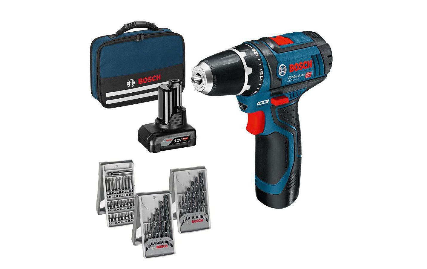 Bosch Professional Akku-Bohrschrauber GSR 12 V-15 Kit 1x 4.0 Ah + 1x 2.0 Ah Bosch Professional Akku-Bohrschrauber GSR 12 V-15 Kit 1x 4.0 Ah + 1x 2.0 Ah