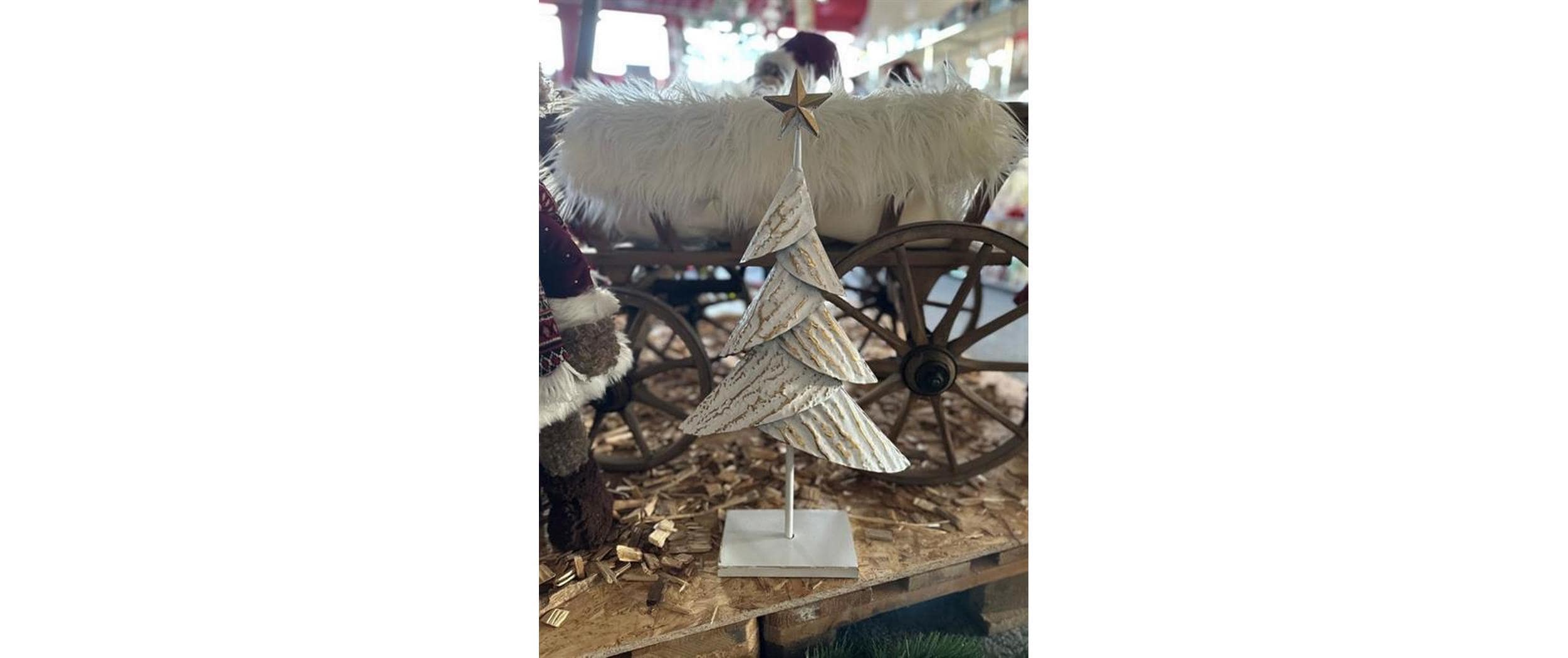 Dameco Weihnachtsfigur Christbaum 12 x 30 x 59 cm, Gold/Weiss