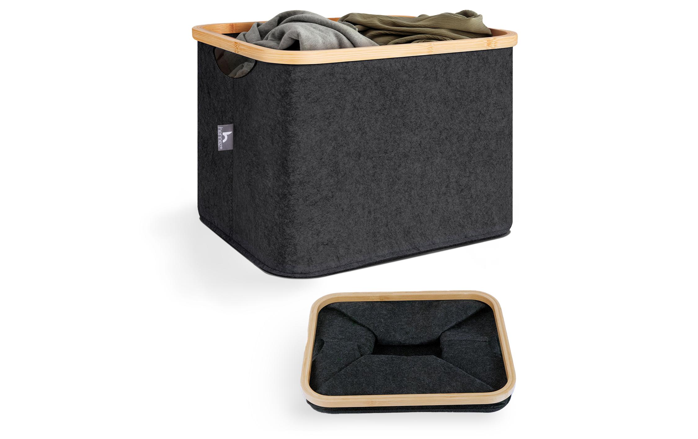 Hennez Wäschekorb Adrian 60 l, Nature/Schwarz