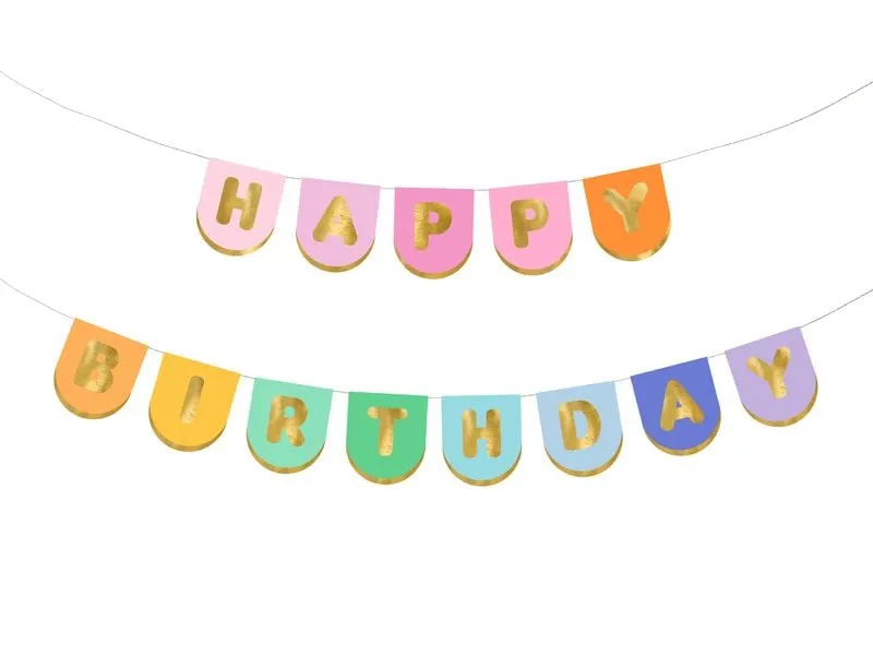 Partydeco Girlande Happy Birthday farbig, 163 x 12 cm Partydeco Girlande Happy Birthday farbig, 163 x 12 cm