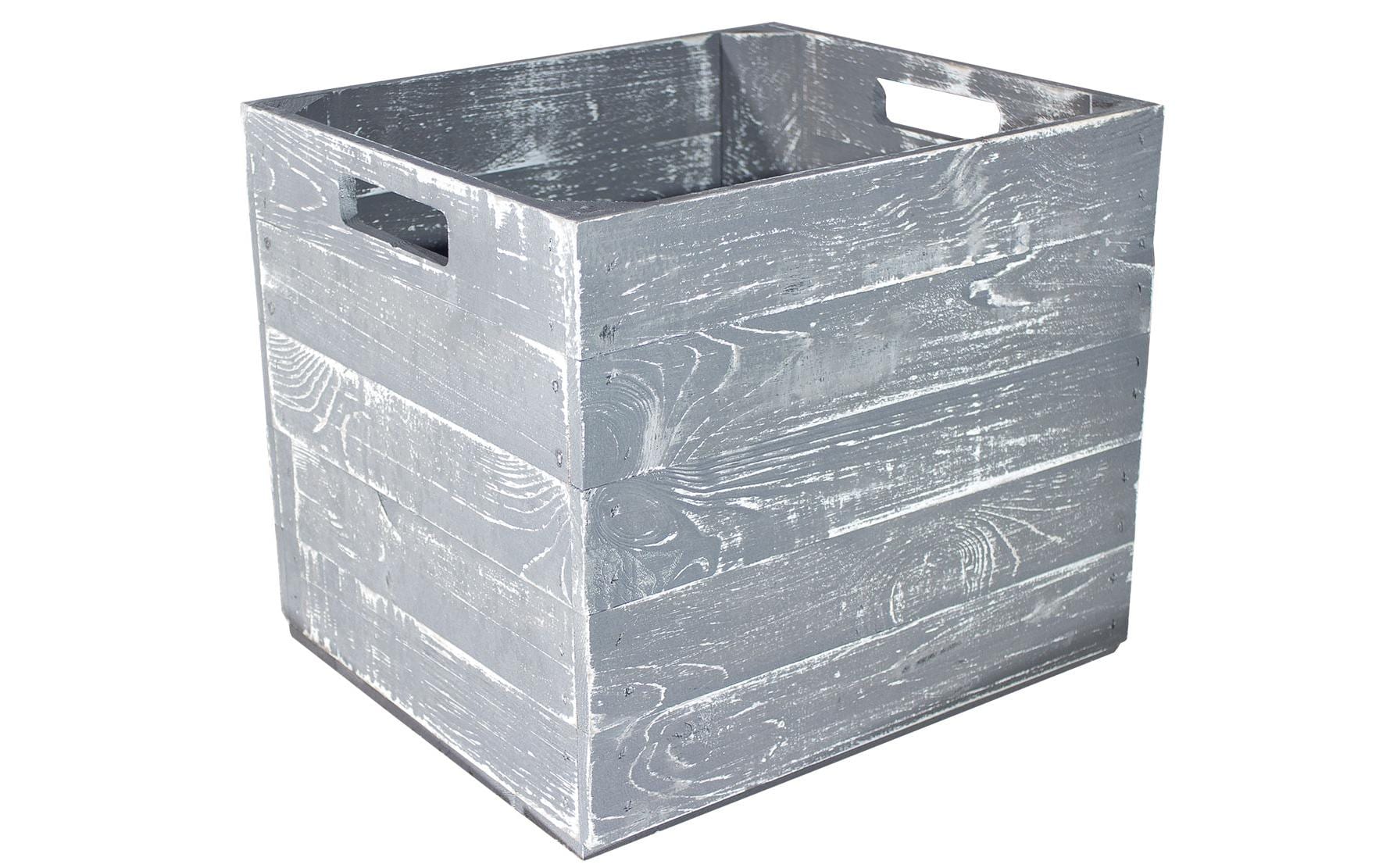 Holz Zollhaus Aufbewahrungskiste Vintage 33 x 38 cm, Grau