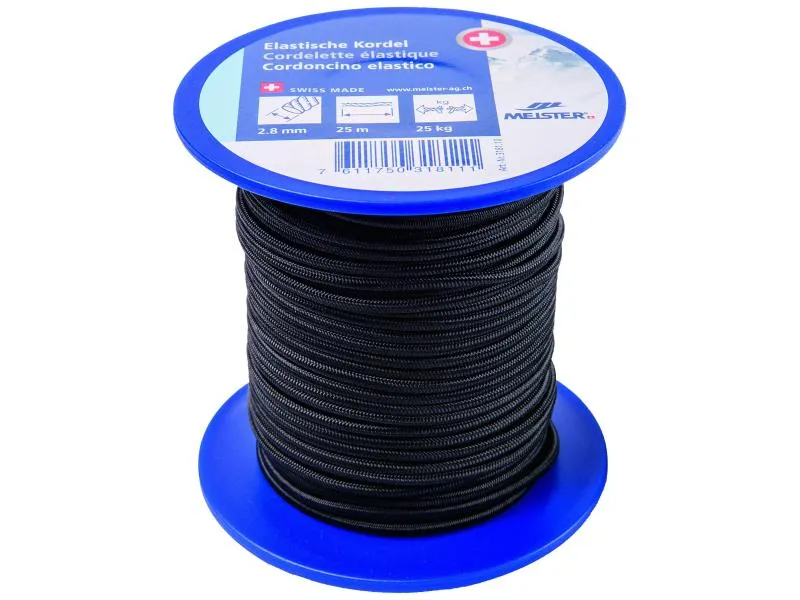 Meister Gummi-Spannseil Ø 2,8 mm, 25 m, 25 kg, Schwarz Meister Gummi-Spannseil Ø 2,8 mm, 25 m, 25 kg, Schwarz