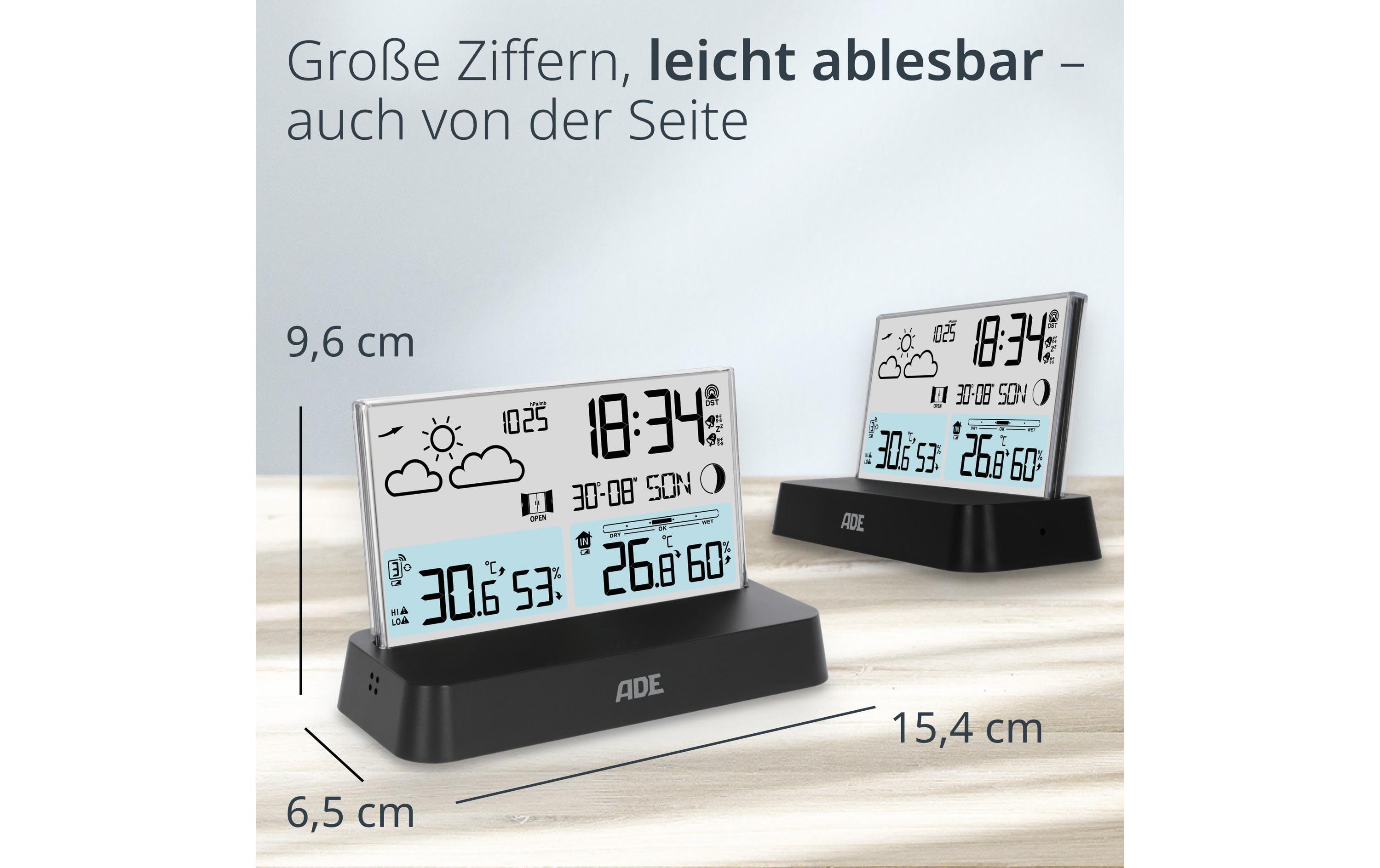 ADE Wetterstation mit Funk-Aussensensor Schwarz