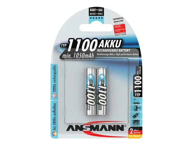 Ansmann Akku 2x AAA Typ 1100 1050 mAh Ansmann Akku 2x AAA Typ 1100 1050 mAh