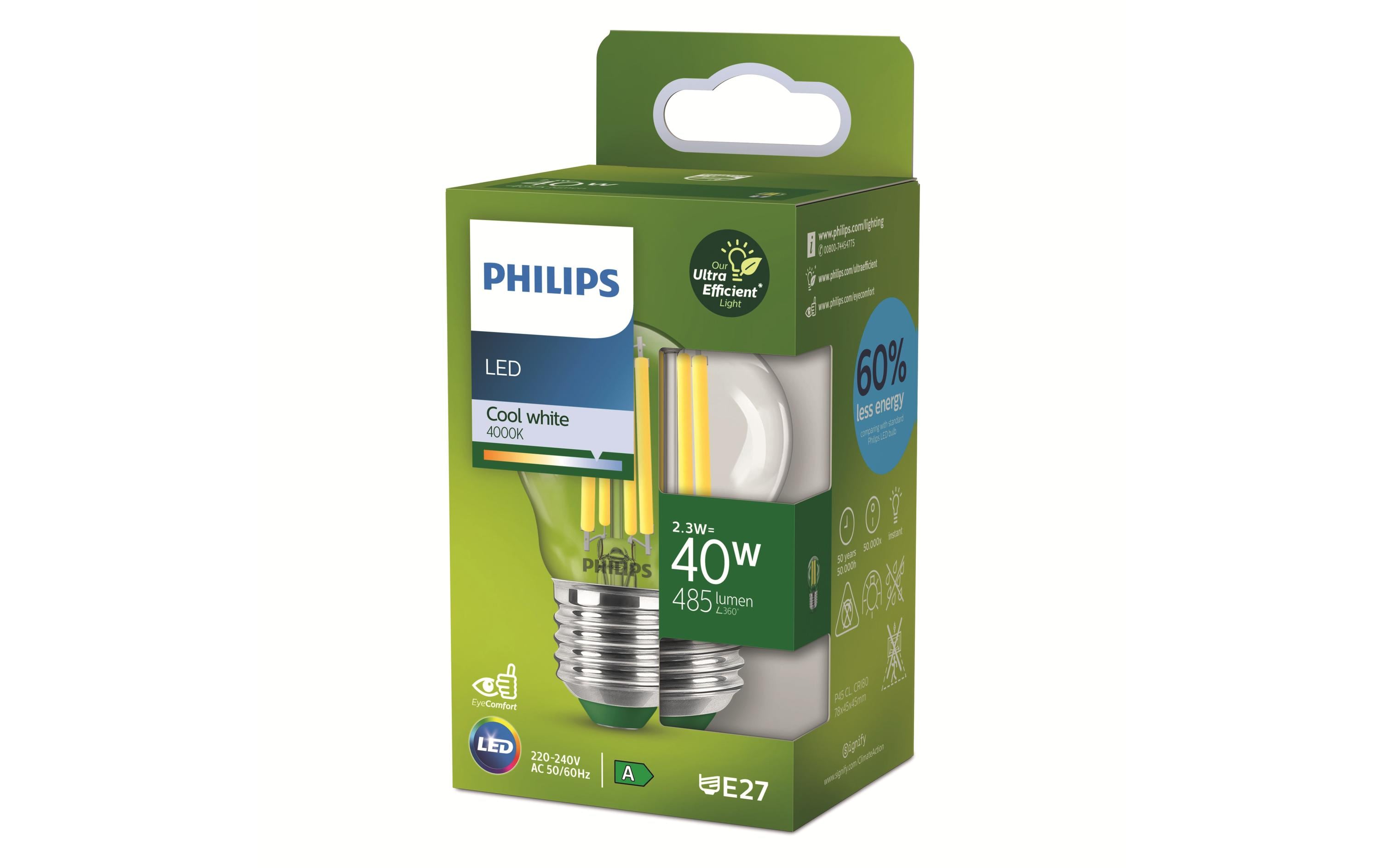 Philips E27 Tropfen LED, Ultra-Effizient, Neutralweiss, 40W Ersatz