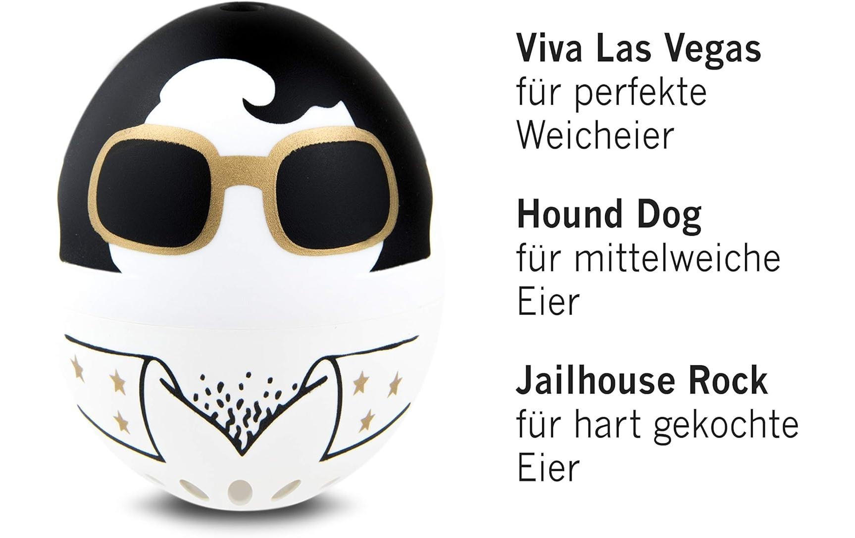 PiepEi Küchentimer Singende Eieruhr Elvis, Schwarz / Weiss