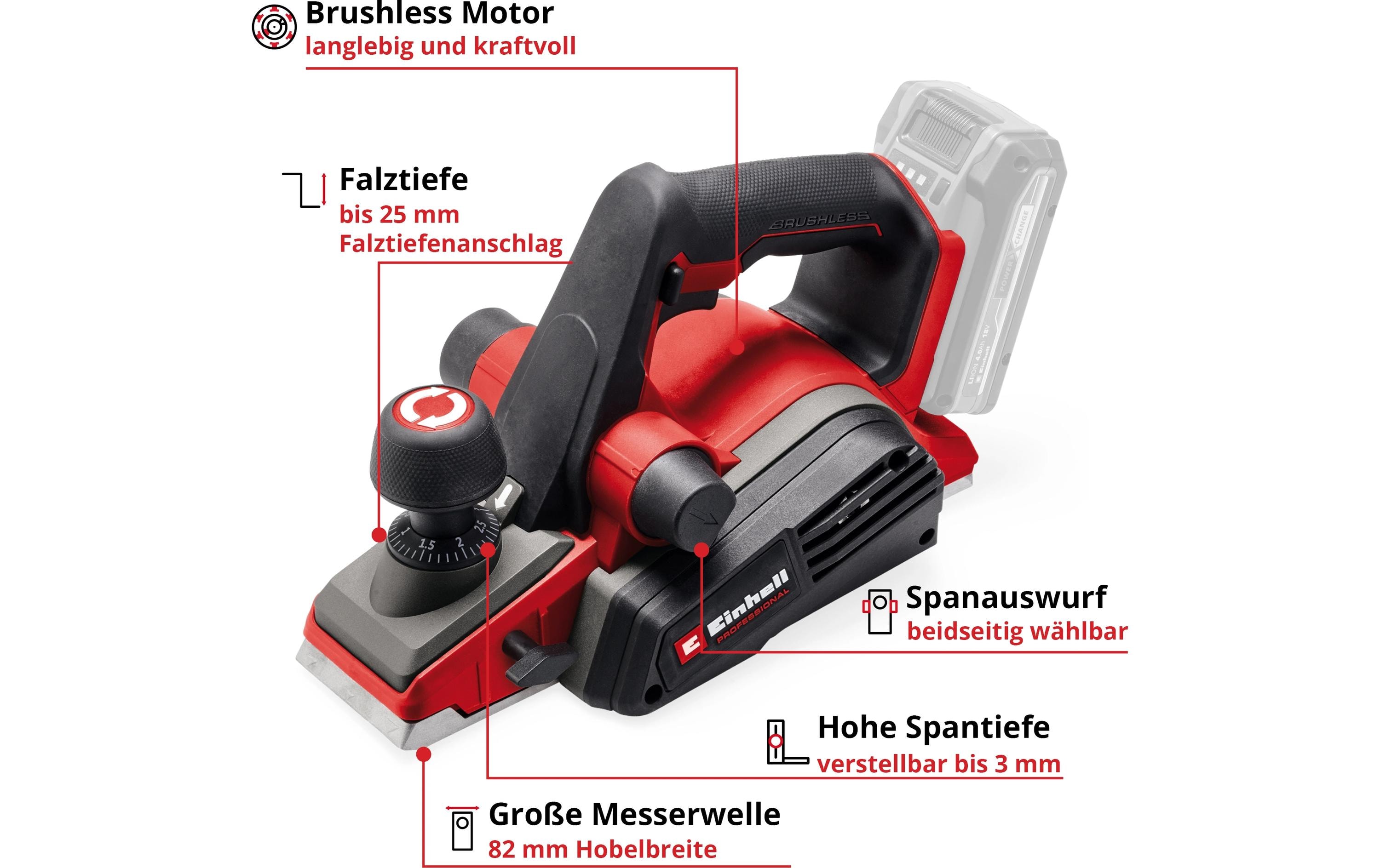 Einhell Akku-Hobel TP-PL 18/3 Li BL – Solo
