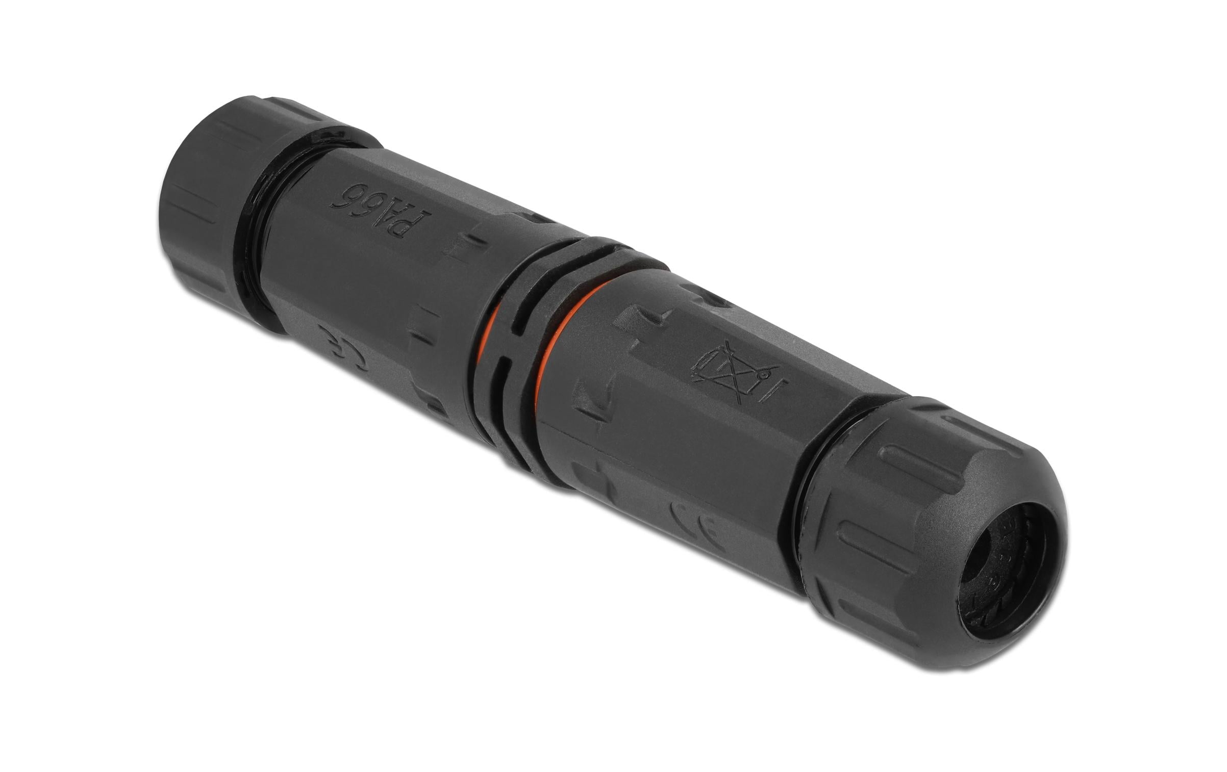 Delock Verbindungsmuffe IP68, 3 Pin, 4.5 - 7.5 mm schwarz Delock Verbindungsmuffe IP68, 3 Pin, 4.5 - 7.5 mm schwarz