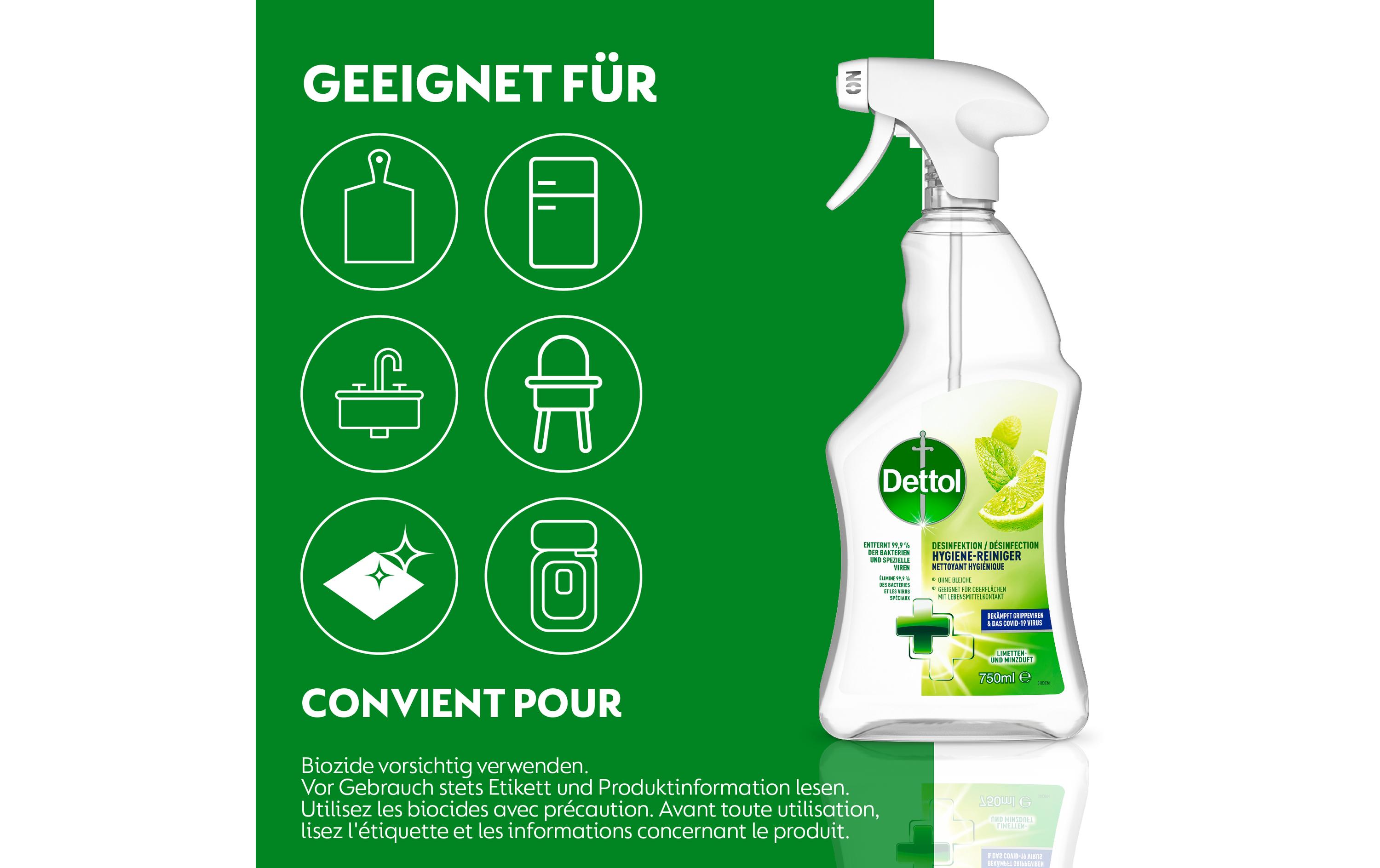 Dettol Desinfektion Hygiene-Reiniger Limetten- & Minze 750 ml Dettol Desinfektion Hygiene-Reiniger Limetten- & Minze 750 ml